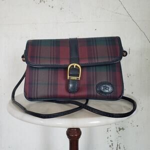 LUIGI VINTAGE 90's Tartan Plaid Crossbody Bag Italian Made Purple Luxe Preppy
